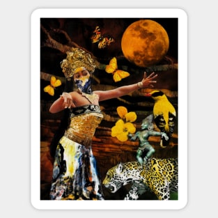 Bali Island Balinese Dancer Traditional Moon Citrine Quartz Sticker